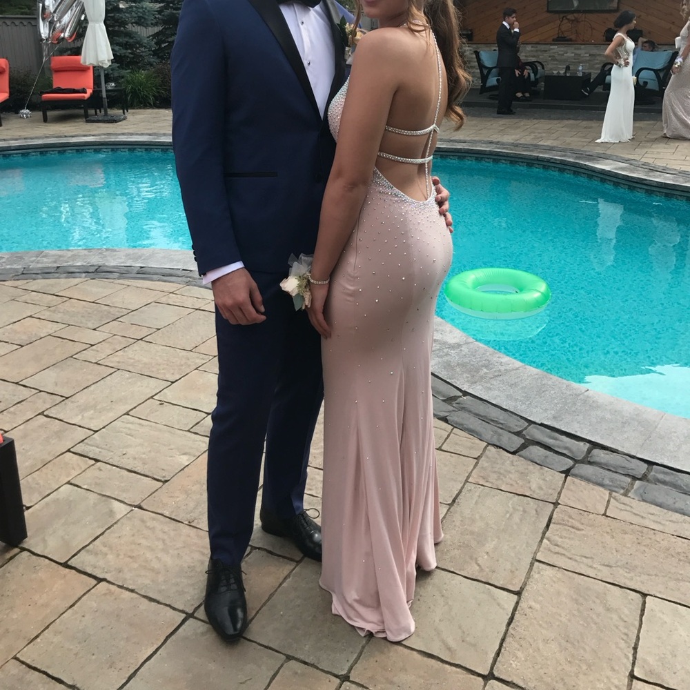 Prom Dress! Pink low-back with rhinestones - Picture 2 of 4